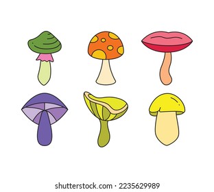 toadstool icons set vector illustration