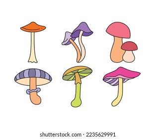 toadstool icons set vector illustration