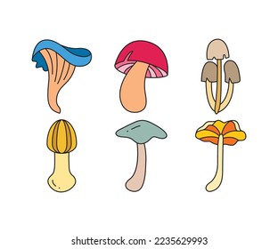 toadstool icons set vector illustration