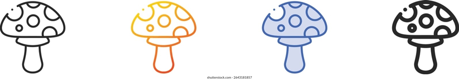 toadstool icon.Thin Linear, Gradient, Blue Stroke and bold Style Design Isolated On White Background