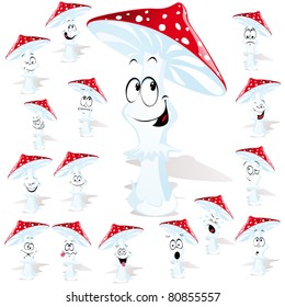 toadstool with many expressions