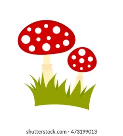 Toadstool mushrooms isolated on white background. Vector illustration