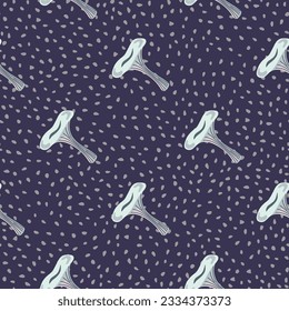 Toadstool mushrooms seamless pattern. Magical fly agaric wallpaper. Design for printing, textile, fabric, fashion, interior, wrapping paper. Vector illustration