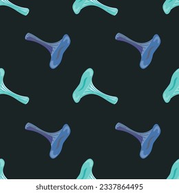 Toadstool mushrooms seamless pattern. Magical fly agaric wallpaper. Design for printing, textile, fabric, fashion, interior, wrapping paper. Vector illustration