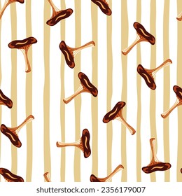 Toadstool mushrooms seamless pattern. Magical fly agaric wallpaper. Design for printing, textile, fabric, fashion, interior, wrapping paper. Vector illustration