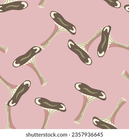 Toadstool mushrooms seamless pattern. Magical fly agaric wallpaper. Design for printing, textile, fabric, fashion, interior, wrapping paper. Vector illustration