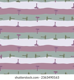 Toadstool mushrooms seamless pattern. Magical fly agaric wallpaper. Design for printing, textile, fabric, fashion, interior, wrapping paper. Vector illustration