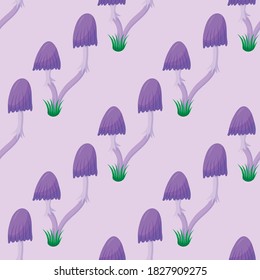 toadstool mushrooms, seamless pattern, vector illustration
