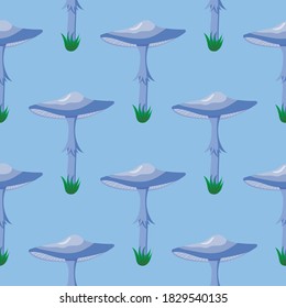 toadstool mushrooms, seamless pattern, vector illustration