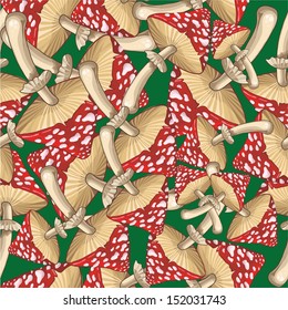 toadstool pattern on a green background