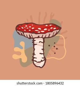 Toadstool vector illustration. Autumn or fall seasonal design concept.
