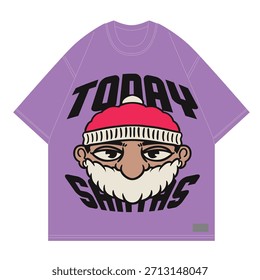 Hoy Santa Cool y audaz diseño gráfico de la camiseta del personaje de dibujos animados