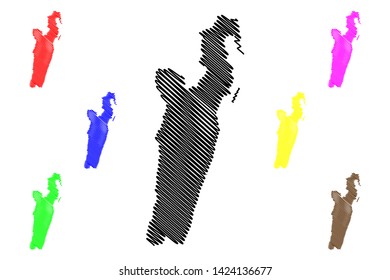 Toamasina Province (Provinces of Madagascar, Republic of Madagascar) map vector illustration, scribble sketch Toamasina map
