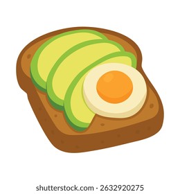 Brinde com fatias de abacate e ovo, desenho animado plana estilo ilustração de comida saudável.