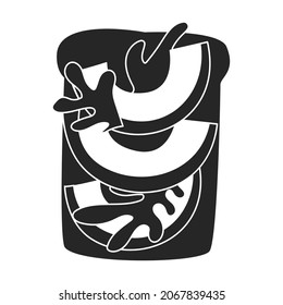 Toast with avocado vector icon.Black vector icon isolated on white background toast with avocado.