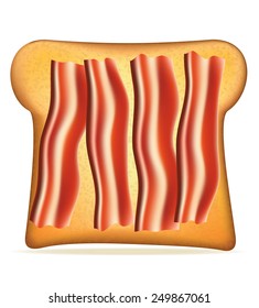toast with bacon vector illustration isolated on white background