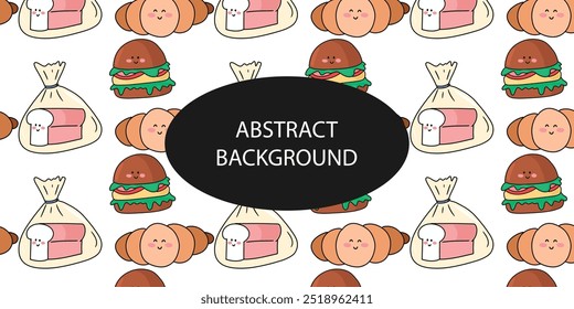 toast bakery cartoon pattern background design. Template for design. Vector illustration