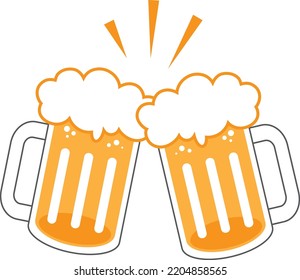 Toast with beer mugs icon vector image.