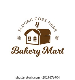 panadería de pan tostado tienda con logotipo retro vintage de mercado de la casa