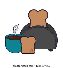 Toast bread and coffee breakfast