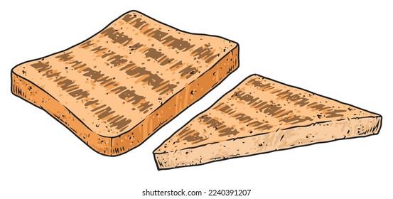 Toast bread element colorful detailed triangular and square slice of white toasted bread for making sandwiches vector illustration