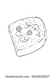  toast bread fruit berry hand drawing in white background