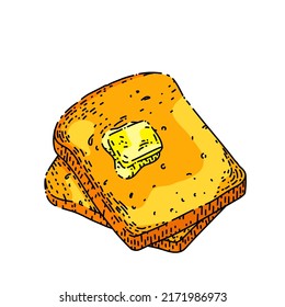 toast bread hand drawn vector. slice, piece butter, sandwich toaster, bakery toast bread sketch. isolated color illustration