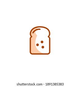 Toast bread icon. Bakery icon. Simple, flat, outline, brown, two tones, color.