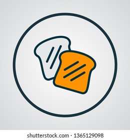 Toast bread icon colored line symbol. Premium quality isolated loaf element in trendy style.