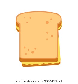 Icono de pan tostado. Sándwich de queso a la parrilla con queso fundido. Ilustración vectorial aislada en fondo blanco.