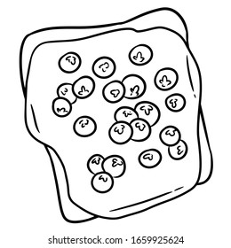 Icono aislado de pan tostado sobre fondo blanco. Sandwich con chocolate o mantequilla de cacahuate y doodle de arándano. Desayuno. Ilustración vectorial de estilo plano. Símbolo gráfico resaltado multimedia