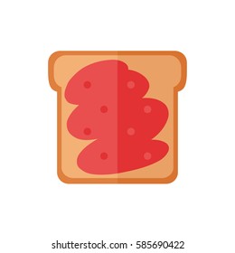 Toast bread isolated icons on white background. Sandwich with jam. Breakfast food. Flat style vector illustration. 