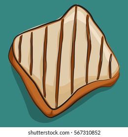 Toast bread isolated on background. Traditional breakfast. Vector cartoon food icon.