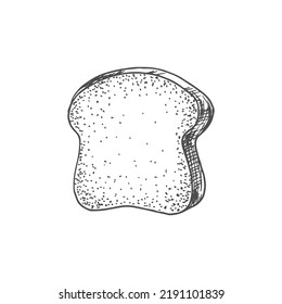 Toast bread isolated piece of pastry food. Vector bakery product, sandwich slice