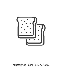 Toast Brot Linie Symbol. lineares Stilzeichen für mobiles Konzept und Webdesign. Das Vektorsymbol ist in Scheiben geschnitten. Symbol, Logo-Abbildung. Vektorgrafik