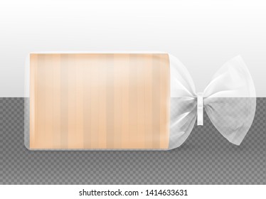 Toast bread packaged with clip on transparent background. Vector illustration ready and simple to use for your design. The mock-up will make the presentation look as realistic as possible.