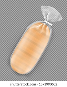 Toast bread packaged with clip on transparent background. Vector illustration ready and simple to use for your design. The mock-up will make the presentation look as realistic as possible. EPS10.	
