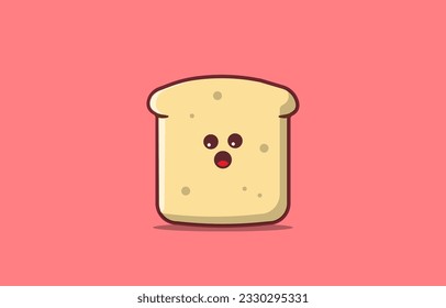 toast bread. pastry cute vector illustration. mascot 