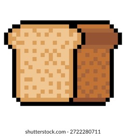 Pão torrado com arte de pixel isolado no fundo branco