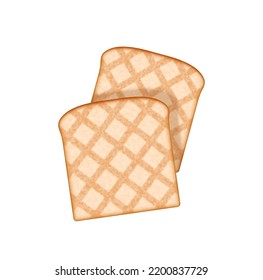 Toast bread realistic. Tasty crunching bread after toasting in toaster isolated on white background. Delicious warm toast for breakfast. 3d vector illustration