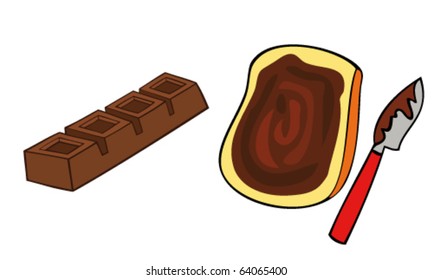 Toast bread slice with chocolate spread.