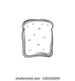 Toast bread slice, outline vector. Hand drawn icon for bakery shop or food design.