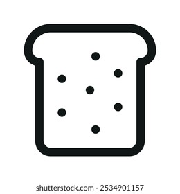 Toast bread slice UI icon, white bread piece minimal line vector symbol