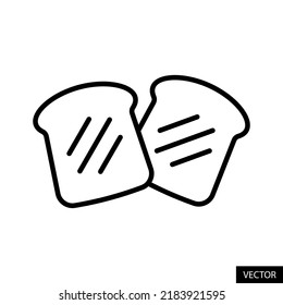 Toast bread, Sliced bread vector icon in line style design for website design, app, UI, isolated on white background. Editable stroke. EPS 10 vector illustration.