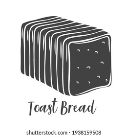 Toast bread slices glyph icon vector, cut monochrome badge, icon for bakery shop or food design.