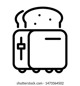Toast with bread toaster icon. Stroke outline style. Vector. Isolate on white background.