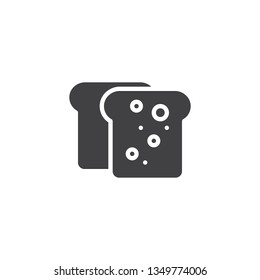 Toast bread vector icon. filled flat sign for mobile concept and web design. Two pieces of bread glyph icon. Breakfast food symbol, logo illustration. Pixel perfect vector graphics