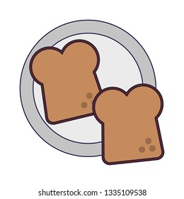 Toast breads on dish topview