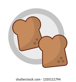Toast breads on dish topview