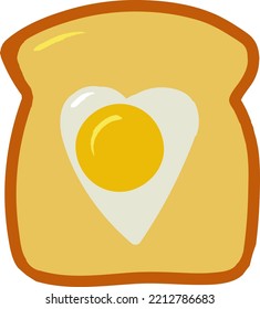 Toast For Breakfast With Fried Egg Heart